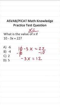 Solving Equations: ASVAB/PiCAT Math Knowledge Practice Test Question #acetheasvab with #grammarhero
