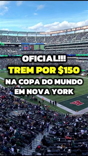 🚨 É OFICIAL: Divulgados os valores de transporte pra Copa do Mundo 2026 no MetLife Stadium! ⚽️🇺🇸 Anota aí o que já foi confirmado: 🚆 TREM NJ Transit (Penn Station ➡️ MetLife) Vai custar 150 dólares ida e volta por pessoa, por jogo. Somente quem tem ingresso do jogo vai conseguir comprar. Serão 40 mil passagens por dia de jogo, vendidas apenas pelo app da NJ Transit a partir de 13 de maio. Não dá pra comprar no dia, na bilheteria ou nas máquinas. 🚌 ÔNIBUS (Port Authority ➡️ MetLife) Ida e vo
