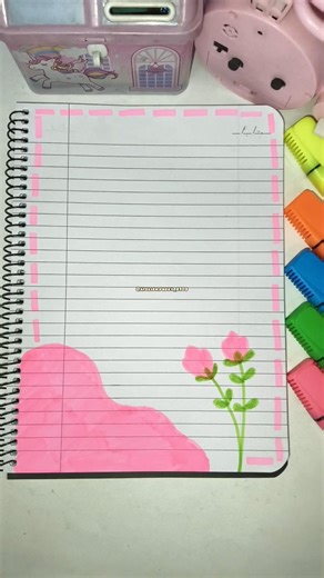 Simple aesthetic border✨🩷 | Easy notebook design💫🌸 #frontpage#borderdesign#pagedecoration#cuteborder