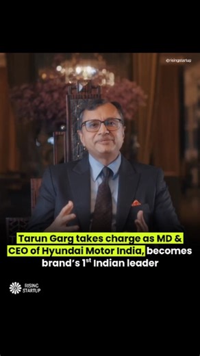 Rising Startup on Instagram: "Hyundai Motor India Ltd on Thursday said Tarun Garg has officially assumed charge as its Managing Director & Chief Executive Officer (MD & CEO) from January 1, 2026. This is the first time an Indian national is heading Hyundai Motor India Ltd (HMIL), the Indian arm of South Korean auto major Hyundai Motor Company, since its inception 29 years ago. He succeeds Unsoo Kim, who is returning to a strategic role at Hyundai Motor Company (HMC), South Korea. It is a testame