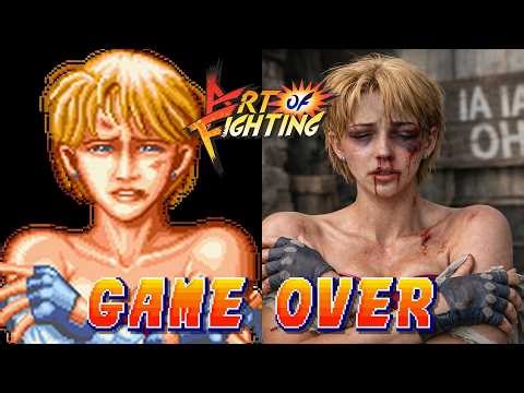 Art of Fighting | TODOS los Personajes | Hecho con IA | Game Over & Continue Screen | NEO GEO | SNK
