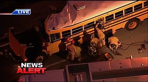 BREAKING: Firefighters are working to rescue a trapped school bus driver after they were involved in a very serious crash in Miami. STORY: https://bit.ly/2mpL6bj | WSVN-TV