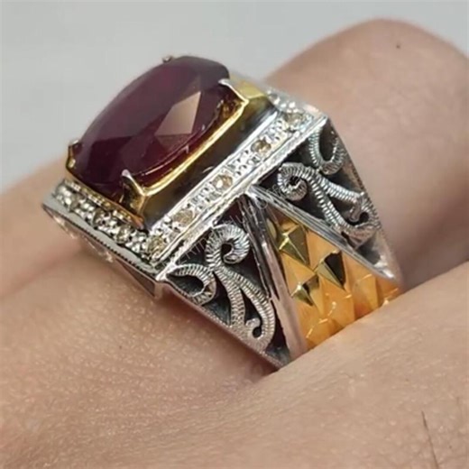 Natural Ruby Ring: Sterling Silver 925 Gemstone Men's Ring - Etsy