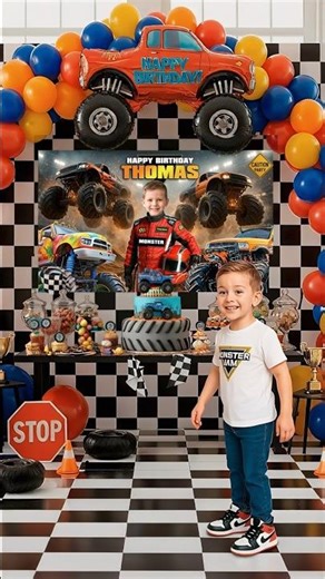 💥 Monster Truck Birthday Banner | Custom Photo Design 🚛🎉