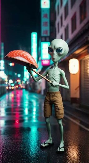 Giant Sushi vs Alien Tastebuds Tokyo Night ASMR