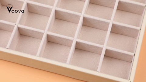 Voova Stackable Jewelry Organizer Tray with Lid, PU Leather Jewelry Storage Holder for Drawer Inserts, Jewellery Display Box Case for Earring Necklace Ring Watch Bracelet (Set of 4, Black)