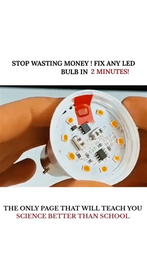 Explaining Science on Instagram: "Stop wasting money — you can fix an LED bulb in just 2 minutes! Most people throw away LED bulbs the moment they stop working. But in many cases, the problem isn’t the entire bulb — it’s a small internal component that can be repaired easily. This video shows how a simple check and fix can bring a dead LED bulb back to life — saving money and reducing electronic waste. Understanding basic electronics helps you: ✔ Save cash ✔ Reduce waste ✔ Learn practical scienc