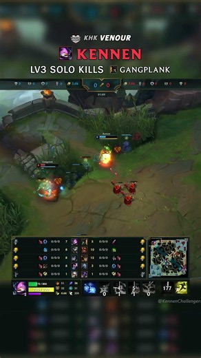 (KHK Venour) Kennen LV3 SOLO KILLS Gangplank | EUW Master Patch 26.14 #shorts