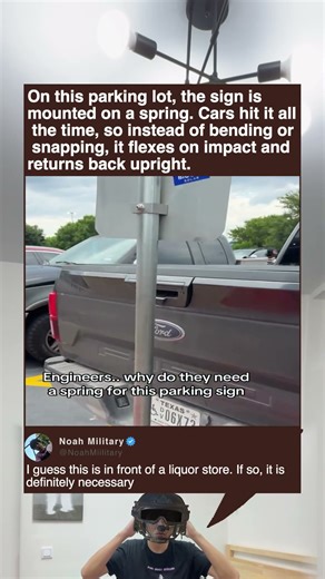 the sign is mounted on a spring