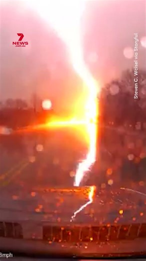 Dashcam captures close call with lightning strike