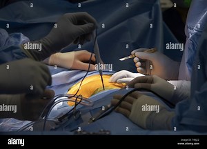 Dr. Saudra Kabagamba, civilian resident at David Grant USAF Medical Center, prepares to make the initial incision to start thoracoscopic surgery to remove the upper left lobe in a lung cancer patient Feb. 26, 2019 at the heart, lung and vascular center, Travis Air Force Base, California. During the procedure, surgeons inserted a tiny camera (thoracoscope) into the patient’s chest through two small incisions in the chest wall. The thoracoscope transmits images to a video monitor, guiding the surg