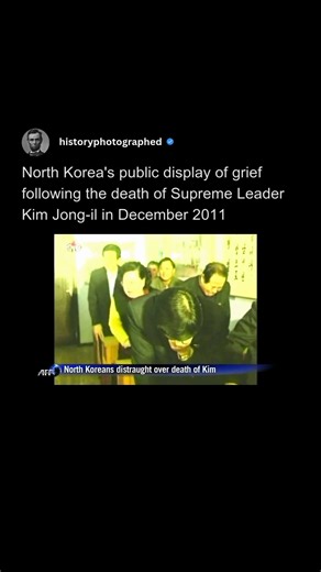 Following the sudden death of North Korean leader Kim Jong-il in December 2011, the country observed a period of intense, highly coordinated public mourning. Citizens were filmed weeping and kneeling in mass ceremonies to demonstrate loyalty to the regime and the succession of his son, Kim Jong-un. These elaborate, compulsory displays of grief are widely viewed as mandatory demonstrations of political compliance. | History In Pictures