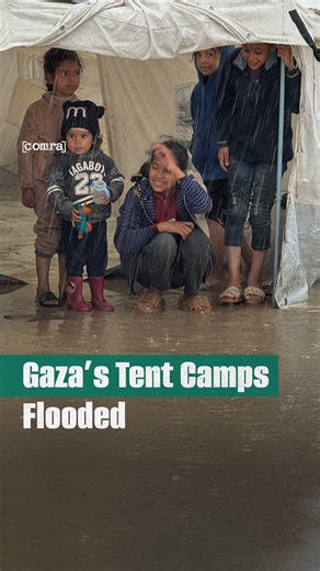 [comra] on Instagram: "Almost one million displaced Palestinians are at risk of severe floods in Gaza, turning tent camps into pools of water. Our reporter in Gaza captured the apocalyptic scenes as the ongoing heavy rain floods devastate tent camps, adding to the suffering in Gaza more than two years into the Israeli onslaught. Medics said the eight-month-old baby Rahaf Abu Jazar died due to exposure after the floods hit the family’s tent in Khan Younis. Most makeshift shelters sit on ground pu