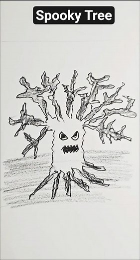 How to draw a spooky tree? Halloween drawing tutorials idea