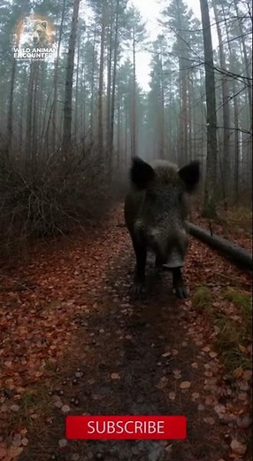 Wild Boar Charges Hiker in Taiga Forest