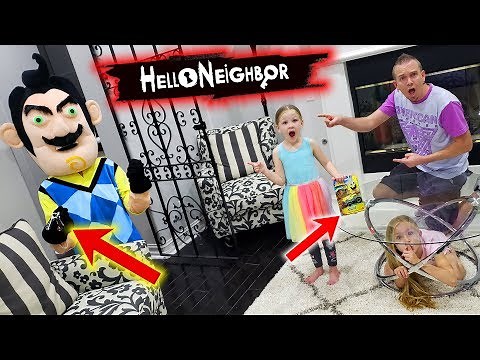 Hello Neighbor Steals Our Car!!! SpongeBob Hot Wheels Toy Scavenger Hunt!