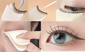 4Pcs Lashes Buddy False Eyelashes Applicator Tool for Wear Eyelashes, Eyelash Brush Tool 3 in 1 Makeup Beginner Essentials Tool Upper Lower Eye Lash Mascara Guard Applicator