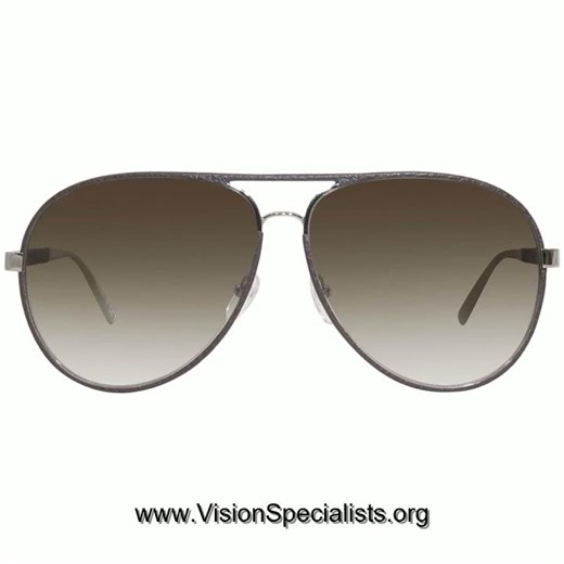 Salvatore Ferragamo SF236SL 067 Sunglasses Womens Ruthenium Leather Grey 62mm Ruthenium Brown Leath