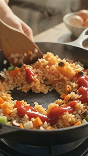 Studio Ghibli-Style Omurice 🍳 Japanese Omelette Rice Recipe Below👇