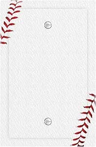 Decorative Light Switch Cover Plate Baseball Ball Sport White 1 Gang No Device Switch Plate Covers Blank Wall Plate Cover Switchplate Electrical Faceplate for Home Decor