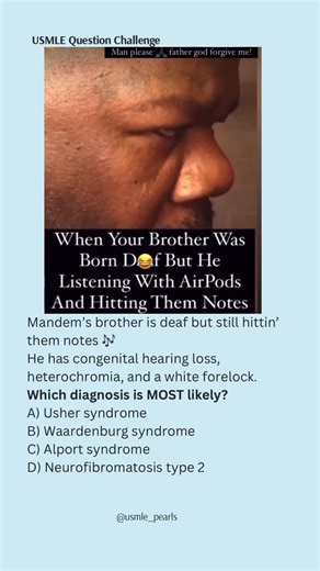 USMLE High-Yield Questions | “Deaf but still hittin’ them notes 😮‍🔥🎶” ⸻ 🧠 EXPLANATION This question is a classic congenital triad: • Congenital hearing loss •... | Instagram