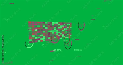 Heatmap appearing, gauges rising, tiles toggling, labels drifting, showing live data transparent