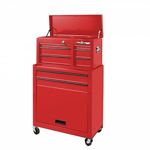 Frontier 24-inch 5 drawer tool chest organizer combo in RED. Includes top and bottom chest