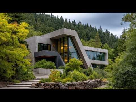 Modern Luxury Concrete Home Tour | Minimalist Architecture Nestled in a Forest Valley