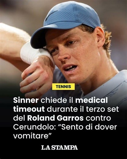 Roland Garros, Sinner crolla durante la partita contro Cerundolo: "Sento di dover vomitare"