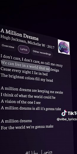 A Million Dreams - Lirik dan Maknanya