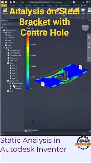 Steel Bracket Static Analysis in Autodesk Inventor | Center Hole Stress Test