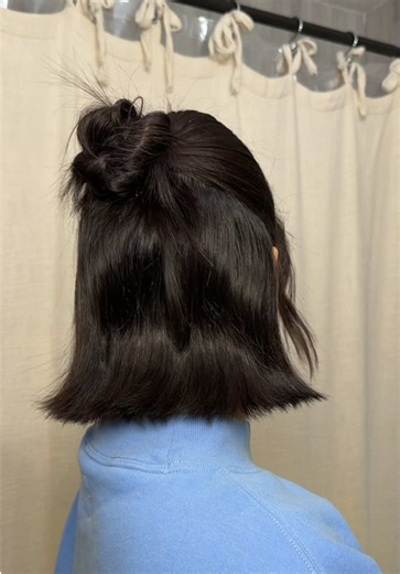 Short Hair Half-Up Bun Hack | Easy Half-Up Half-Down Hairstyle