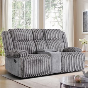 Reclining Loveseat Recliner Sofa Couch 2-Seater, Double Manual Recliner with Console Storage, Wireless Charging Panel, Cup Holders for Living Room