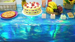 Hallswl 24Pcs 54 x 108 Inch Iridescent Ocean Waves Plastic Tablecloths