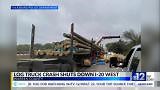 Log truck crash shuts down I-20 West in Warren County