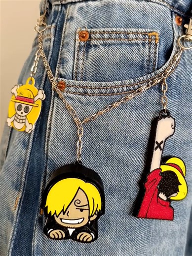 One Piece брелок сет: 2 культові брелки клікер на цепі