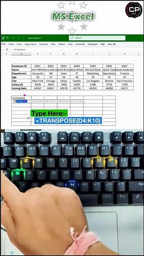 Paste Data From One Table to Another in Excel 🙌👌#excel