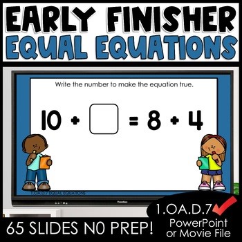 Balancing Equal Equations Addition First Grade Activity Early Fast Finisher Bins