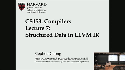 CS153 编译原理 讲座 7: Structured Data in LLVM IR