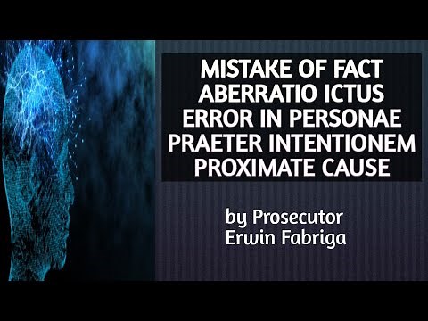 Mistake of Fact; Aberratio Ictus; Error in Personae; Praeter Intentionem; Proximate Cause