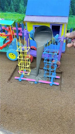 😲⚡ Mini Tractor Making Cement Pillar | Amazing Real Working DIY Machine #shorts #youtubeshorts