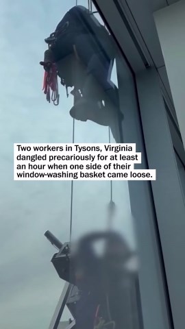 Window washers rescued after dangling from platform