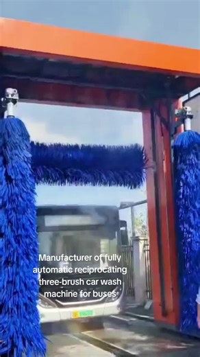 Manufacturer of fully automatic reciprocating three-brush car wash machine for buses#carwashing #buswashing #buswash