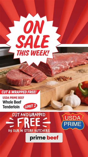 Skip the reservations — bring the steakhouse home this Valentine’s Day 🥩💕 _ USDA Prime Beef Whole Beef Tenderloin on sale thru 2/18/26. | Rouses Markets