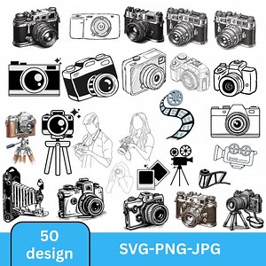 Camera SVG & PNG Bundle | Photography Clipart | Camera Cut Files for Cricut | Camera Silhouette | Instant Digital Download - Etsy Canada