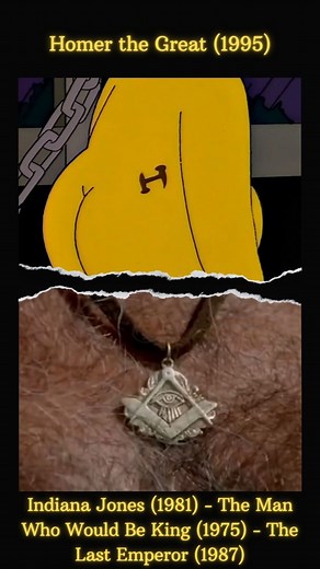 Criminal Simpsons on Instagram: "Homer the Great (1995) Movie references  1) Indiana Jones and the Raiders of the Lost Ark (1981) 2) The Man Who Would Be King (1975) 3) The Last Emperor (1987) #thesimpsons #homersimpson #margesimpson #bartsimpson #lisasimpson #film #cinema"