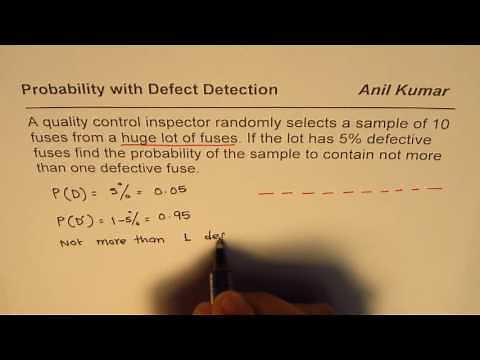 Binomial Probability Selecting a Sample with At Leat One Defect