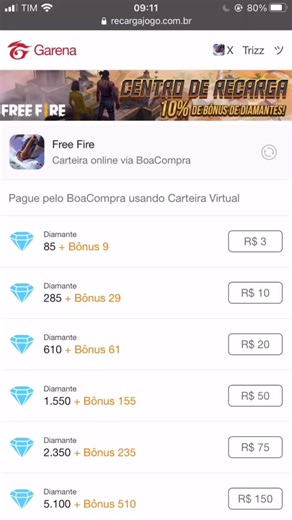 Como fazer um código promocional no Recarga Jogo