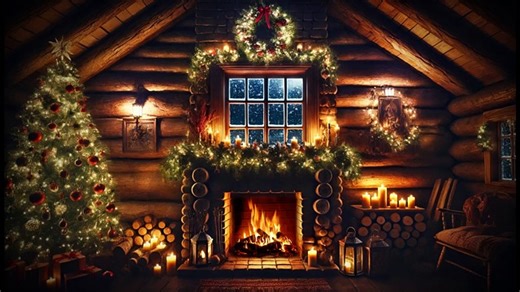 Christmas, Fireplace, Background. Free Stock Video