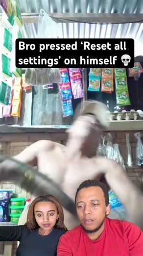 Bro pressed ‘Reset all settings’ on himself #funny #reactionvideo #couplecomedy #goofyside